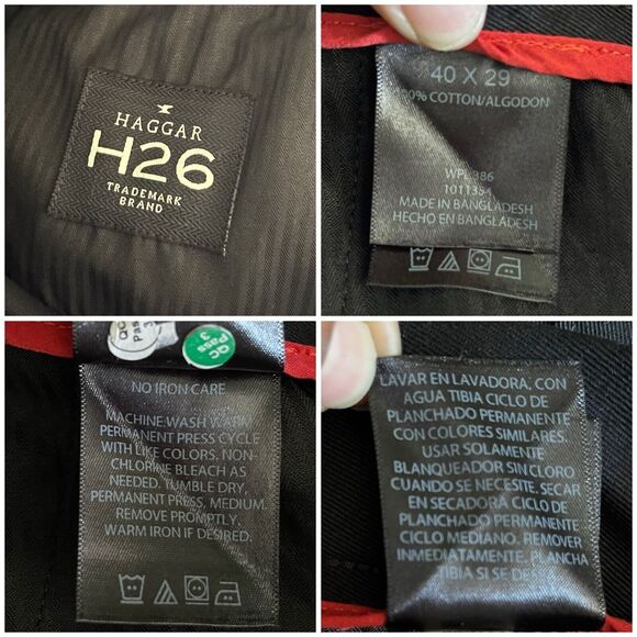 Haggar H26 Men's Straight Fit Trousers Black 40x29 Pants - Picture 6 of 16